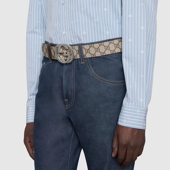 GUCCI GG Supreme Belt with G Buckle - Picture 3 of 13